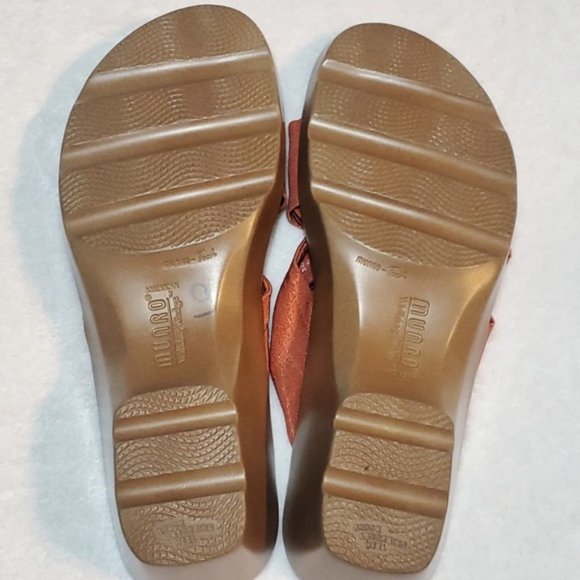 Munro Walking Wedge Orange Criss Cross Slip Ons - Picture 5 of 8